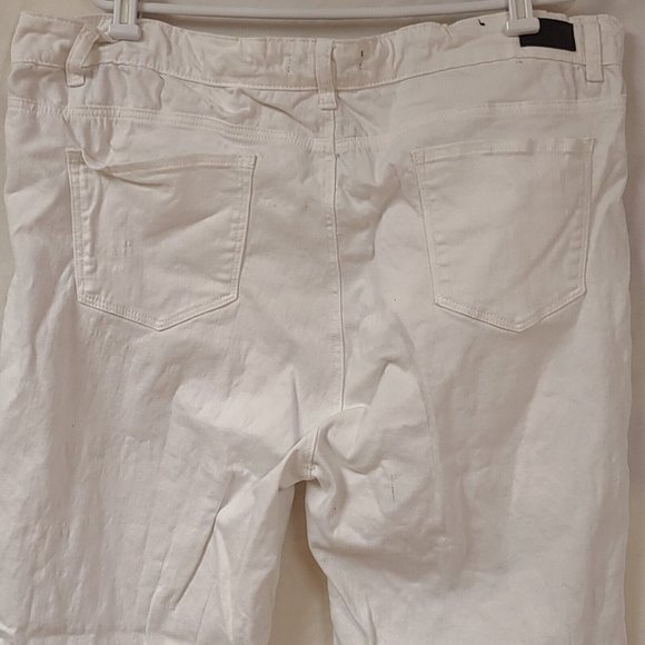 Lucky & Blessed L&B Womens 24 White Distressed Straight Leg Stretch Jeans 44x32 - Picture 5 of 11